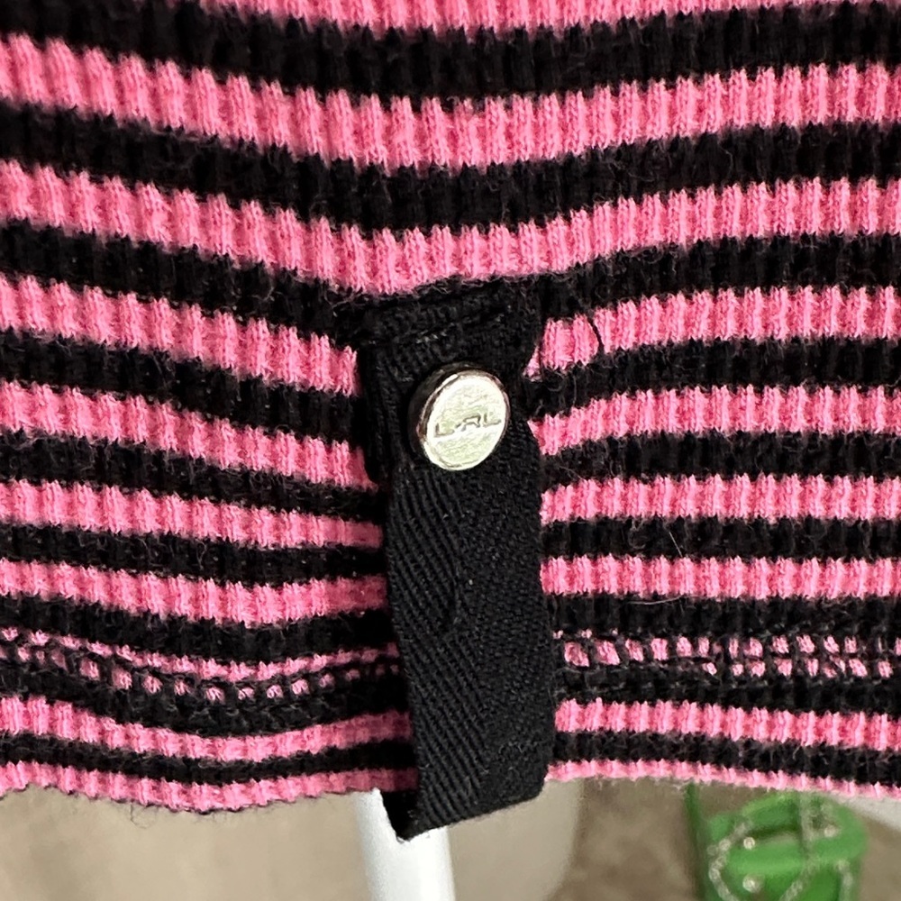 Lauren active Ralph Lauren Chic Striped Black and Pink Women's Sweatshirt - Picture 4 of 10